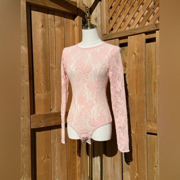 🆕 ZIMMERMANN 🧿 NWT Lace Long Sleeve Bodysuit, Blush - Sz 0 US 4 - Picture 2 of 15